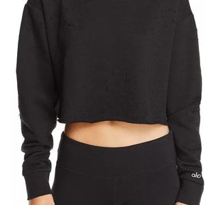 Alo Yoga Distressed Cropped Sweatshirt